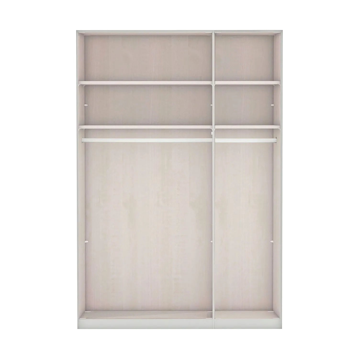 Bristol Oak and White Glass Front Large Corner Wardrobe - 3 Door Robe Interior