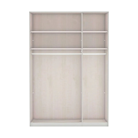 Bristol Oak and White Glass Front Large Corner Wardrobe - 3 Door Robe Interior