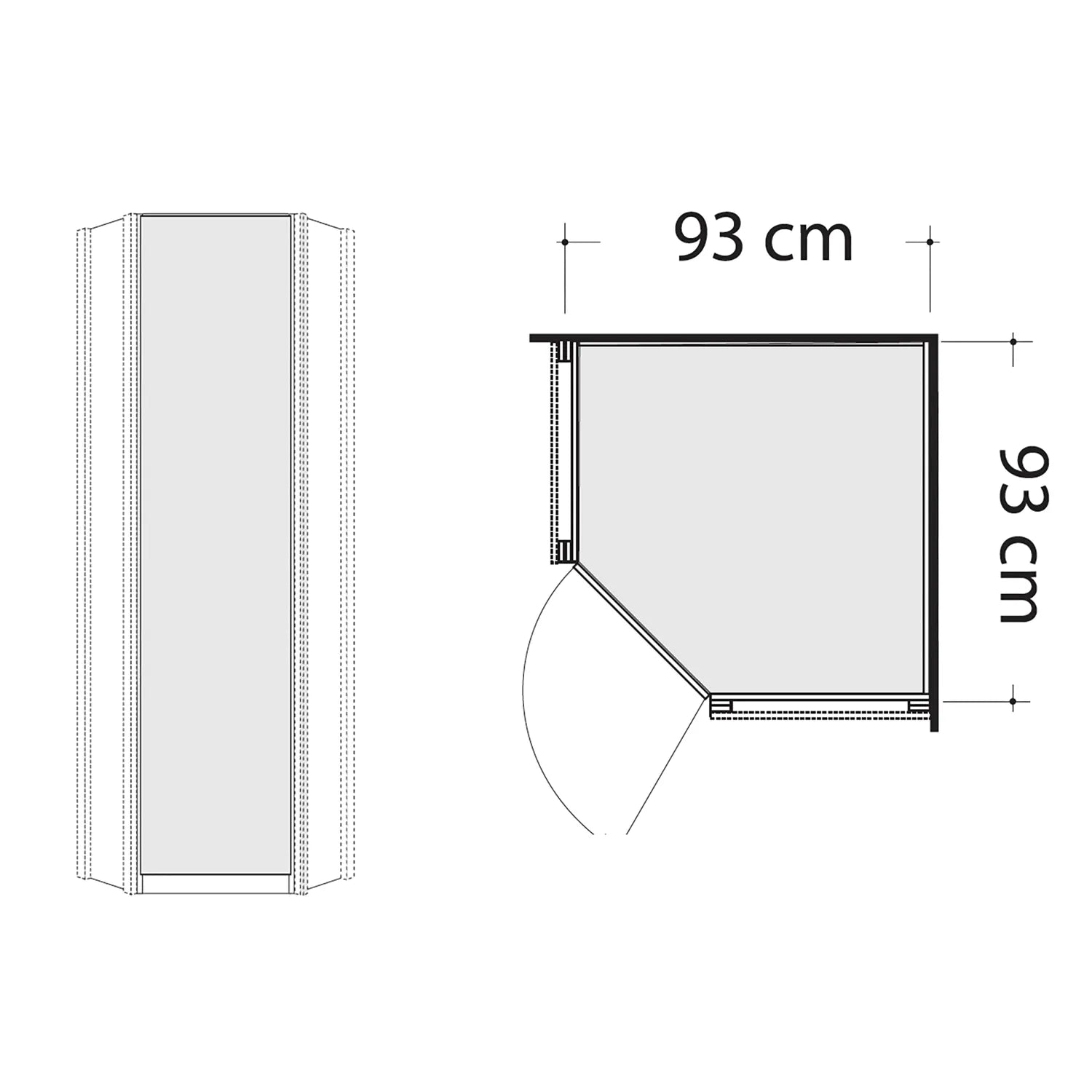 Bristol Oak and White Glass Front Large Corner Wardrobe - Corner Robe Dimensions