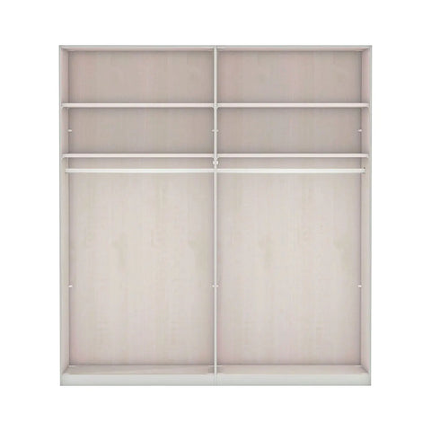 Torino 4 Door Hinged Oak and White Glass Wardrobe - Interior