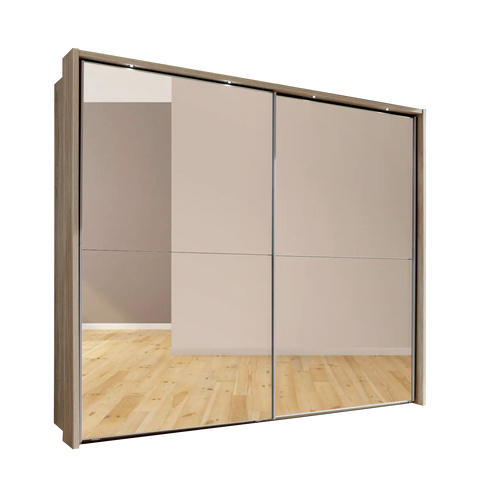 Wiemann Bristol Rustic Oak Mirrored Sliding Door Wardrobe, We will Deliver and assemble the wardrobe. Available in 4 Width Sizes 150cm, 200cm, 250cm and 300cm height is 217cm - Rustic Oak Mirrored Wardrobe 