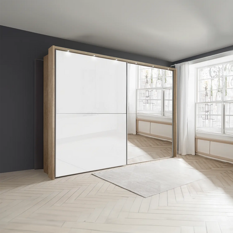 Wiemann Bristol Graphite Sliding Door Wardrobe With Mirror, We will Deliver and assemble the wardrobe. Available in 4 Width Sizes 150cm, 200cm, 250cm and 300cm height is 217cm - Lifestyle Image 