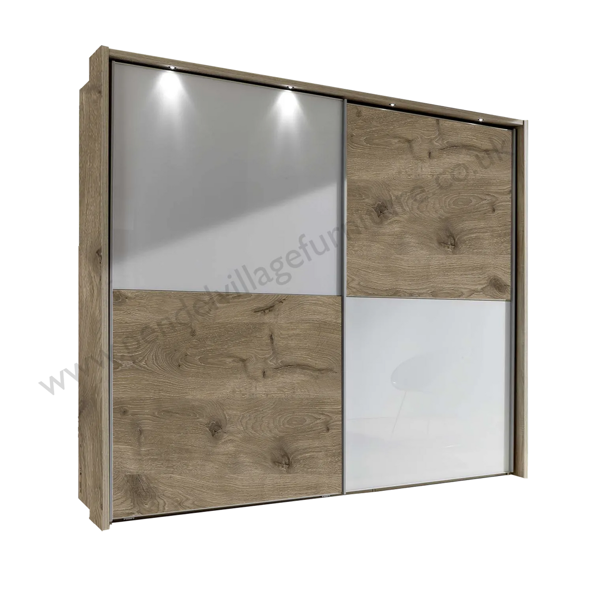 Wiemann Bristol Nordic Oak and White Sliding Door Wardrobe With Mirror, We will Deliver and assemble the wardrobe. Available in 4 Width Sizes 150cm, 200cm, 250cm and 300cm height is 217cm - Main Image 