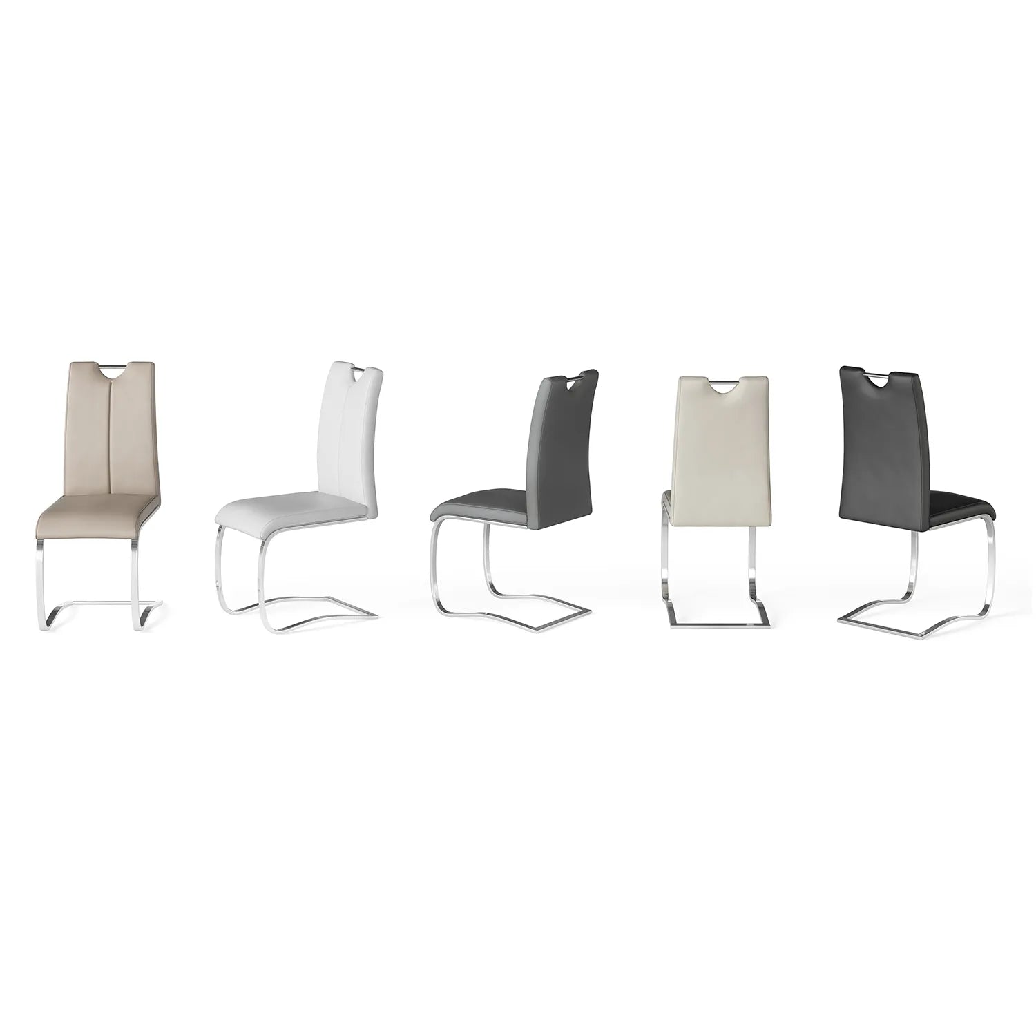 Set of 4 Bianco Faux Leather Cream Dining Chairs