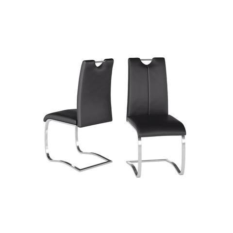 Set of 4 Bianco Faux Leather Grey Dining Chairs-Main Image Black Chair with Chrome Legs