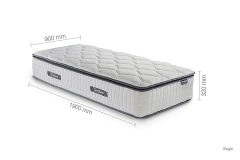 SleepSoul Bliss 800 Pocket Memory Pillow Top Mattress – Experience unparalleled comfort with three layers of plush foam, anti-roll technology, and 800 individual pocket springs. Elevate your sleep to pure bliss. Available in Single, Double, King, and Super King Size. - Single 3ft Mattress Dimensions