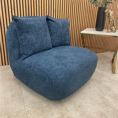 Margot Blue Boucle Swivel Accent Chair, also available in various colours - Lifestyle Image 