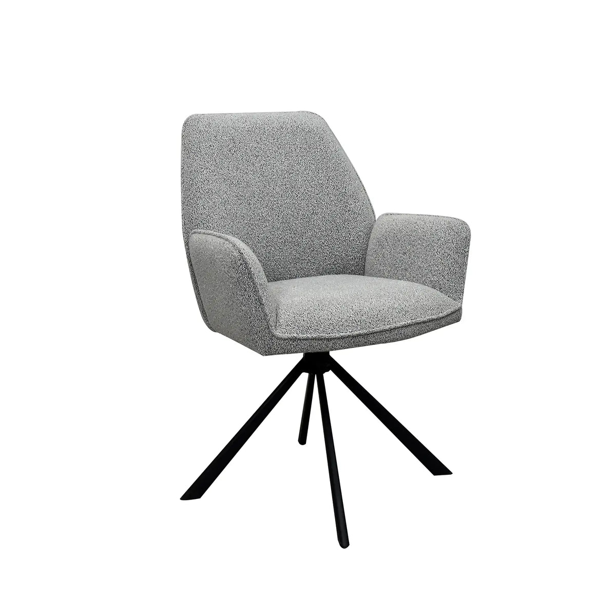 Set of 6 Grey Boucle Fabric Swivel Dining Chairs. Also available as a set of 4 - Main Image 