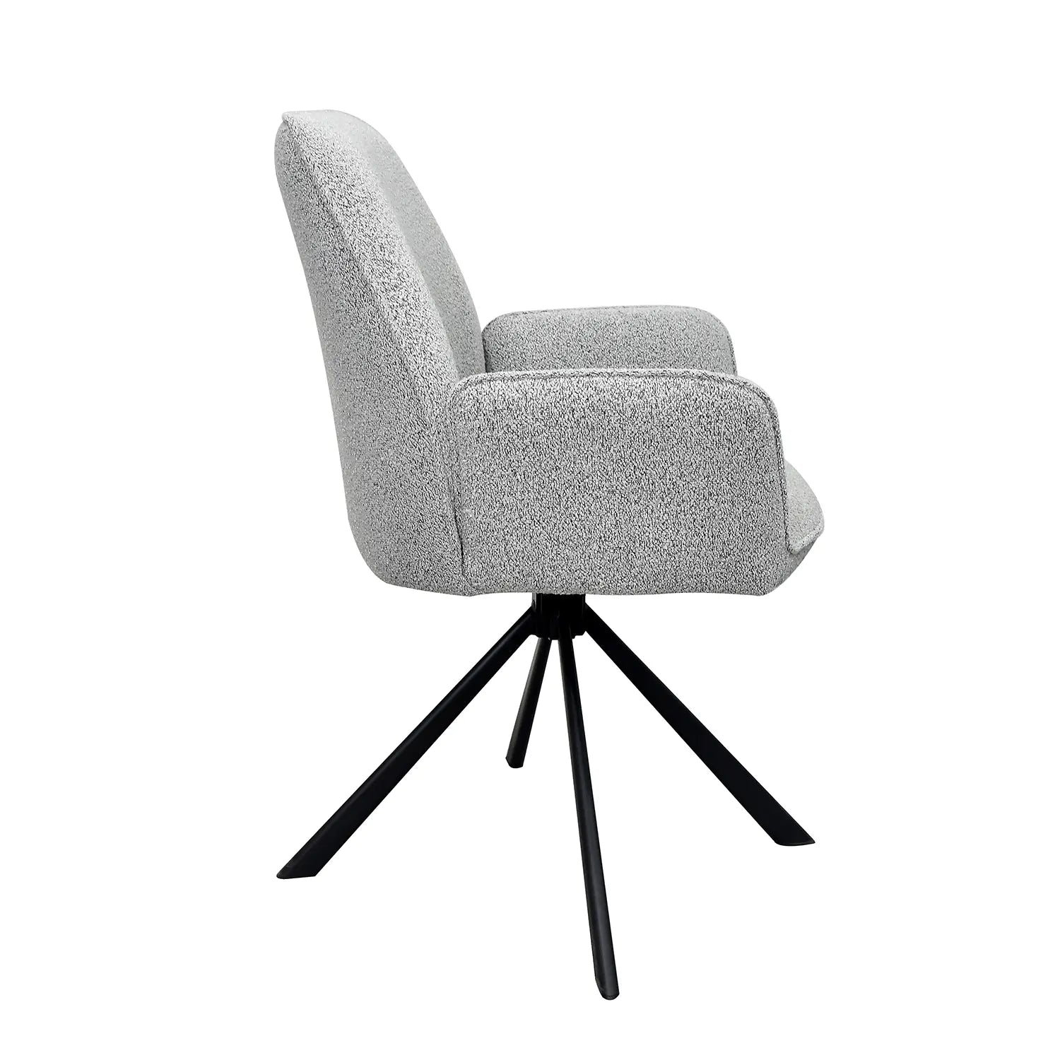 Set of 6 Grey Boucle Fabric Swivel Dining Chairs. Also available as a set of 4 - Side of Chair Image