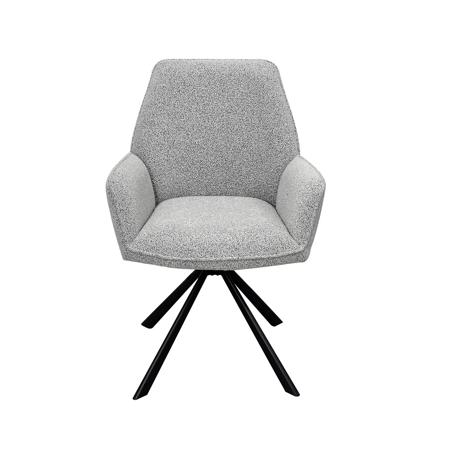 Creed Light Grey Ceramic Extendable Table with Grey Boucle Swivel Chairs