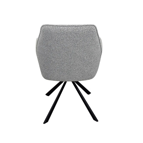 Set of 4 Grey Boucle Fabric Swivel Dining Chairs