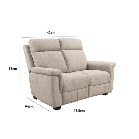 Bowen Beige Fabric 2 Seater Fixed Sofa Dimensions 