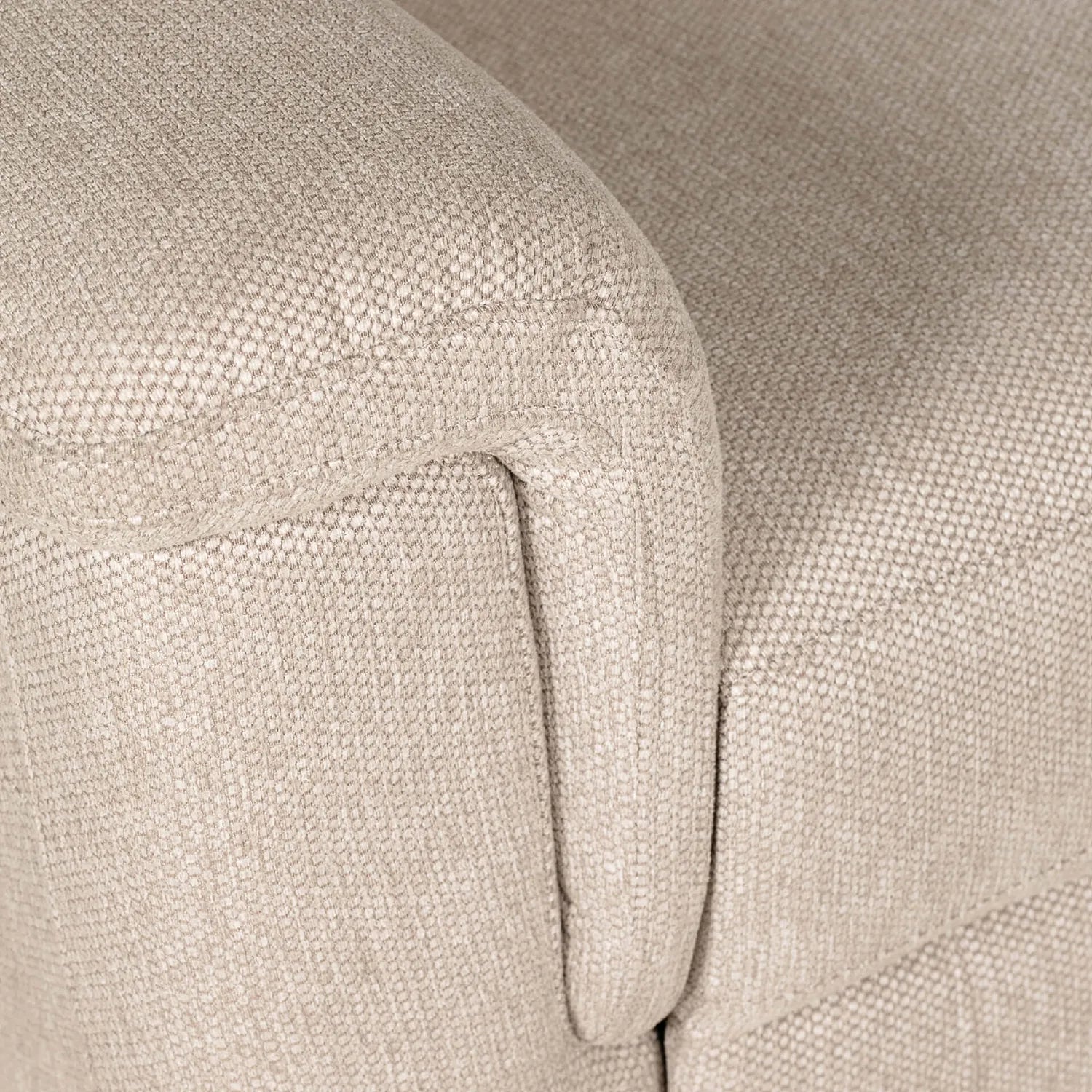 Bowen Beige Fabric 3 Seater Fixed Sofa