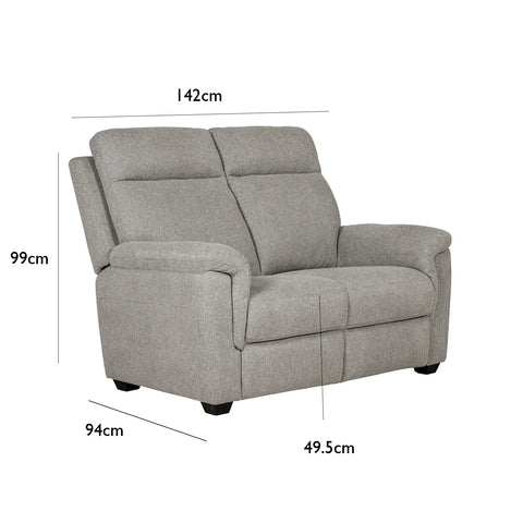 Bowen Grey Fabric 2 Seater Fixed Sofa - Dimensions 