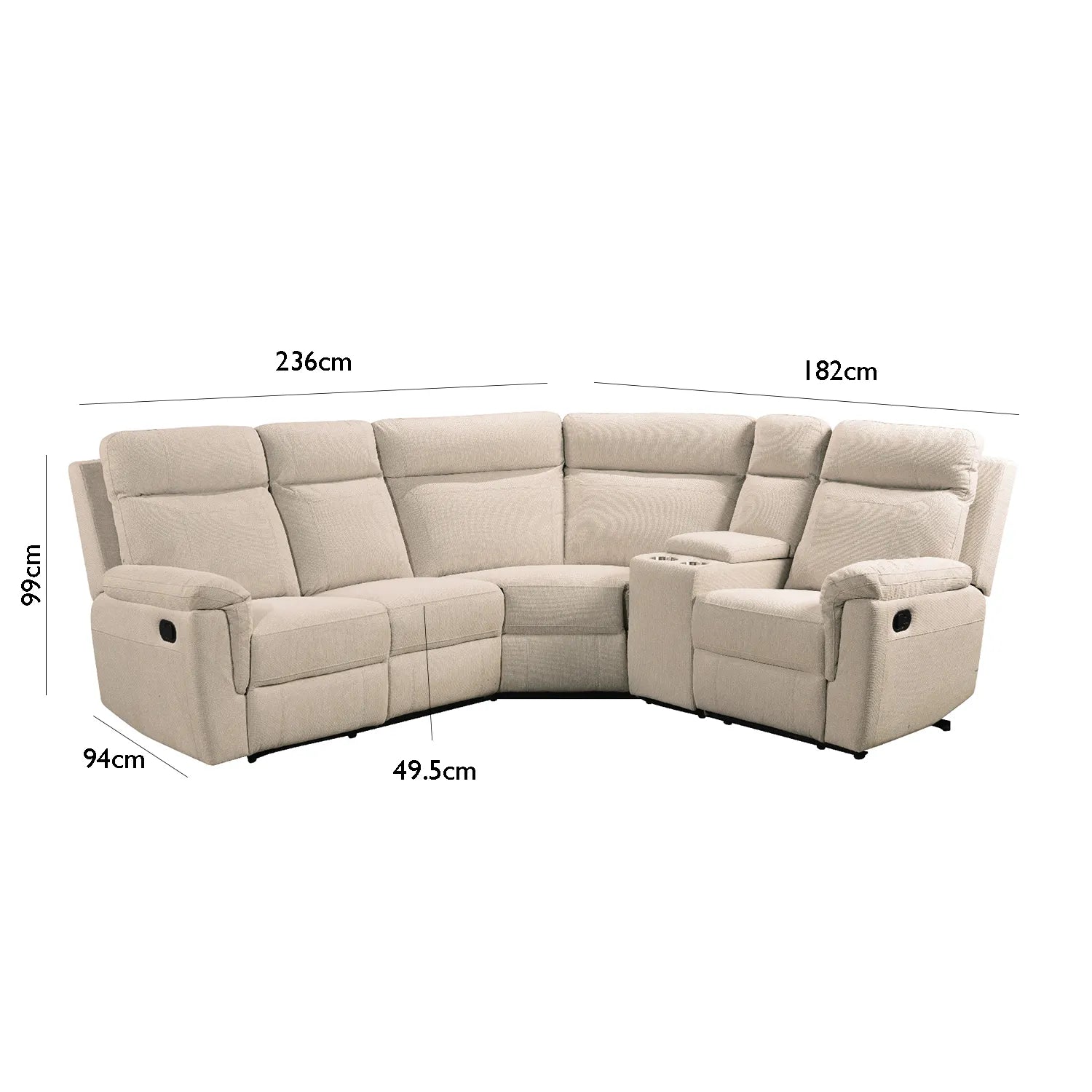 Bowen Beige Fabric Corner Group Manual Recliner