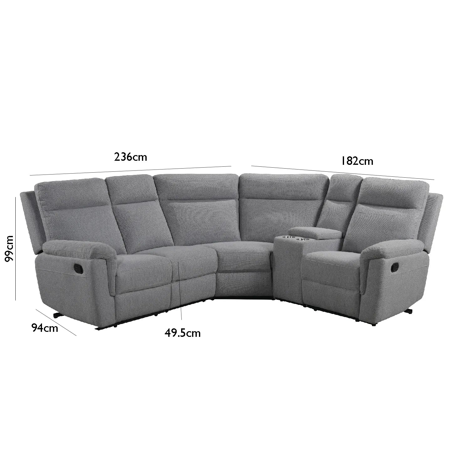 Bowen Grey Fabric Corner Group Manual Recliner