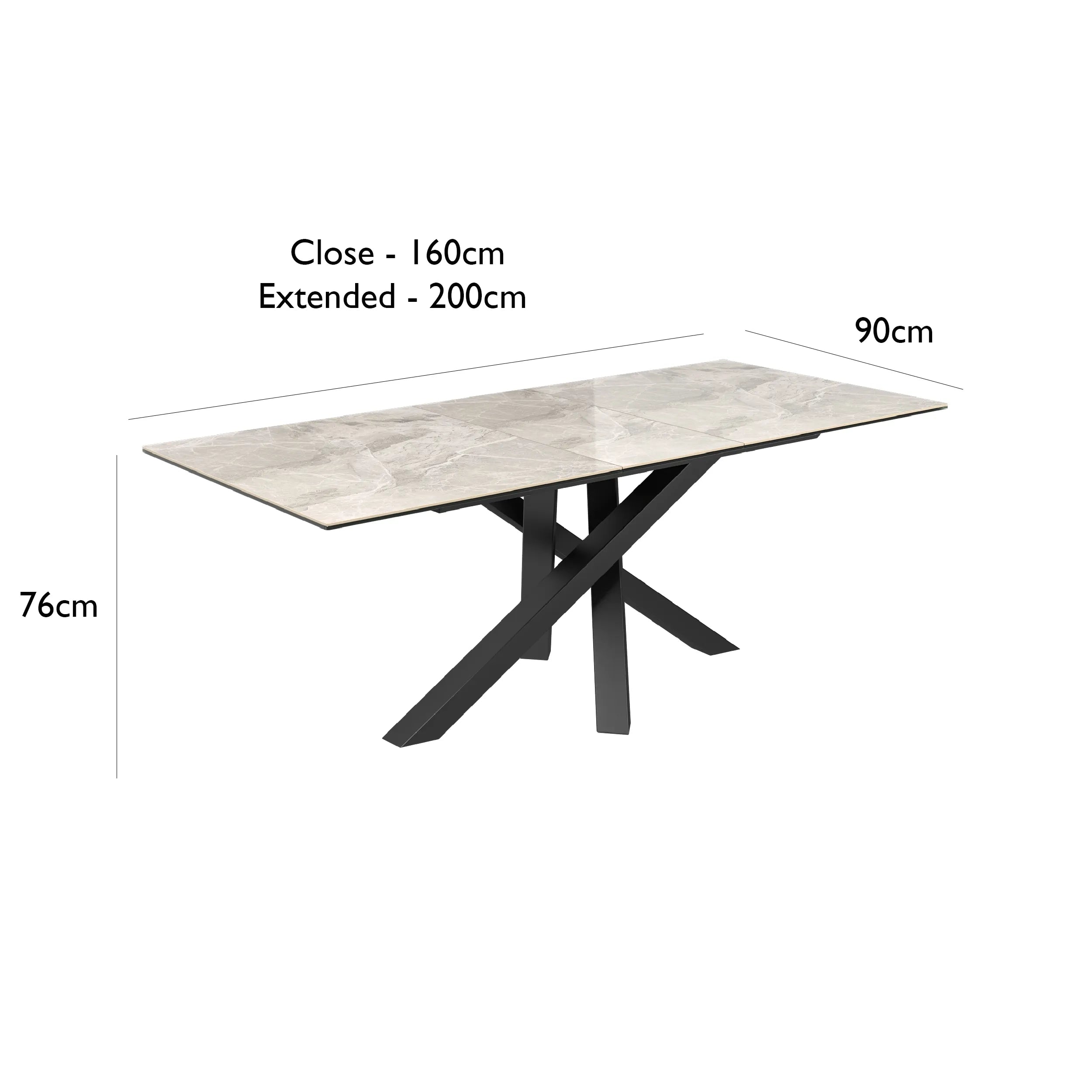 Samurai Gloss Light Grey Ceramic Extending Dining Table 160-200cm