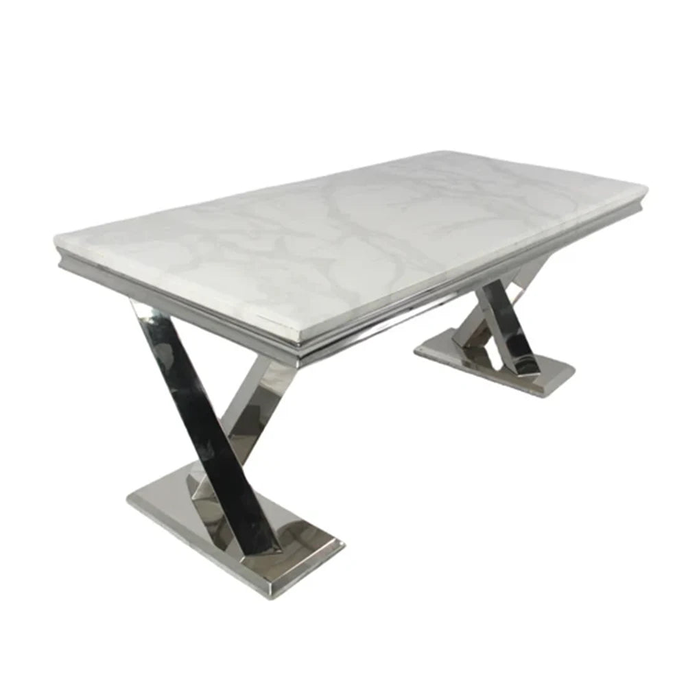 Vittoria 1.8M Marble Dining Table with Roma Dining Chair Set