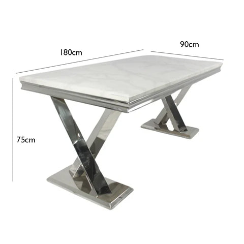 Xavia White Marble dining table