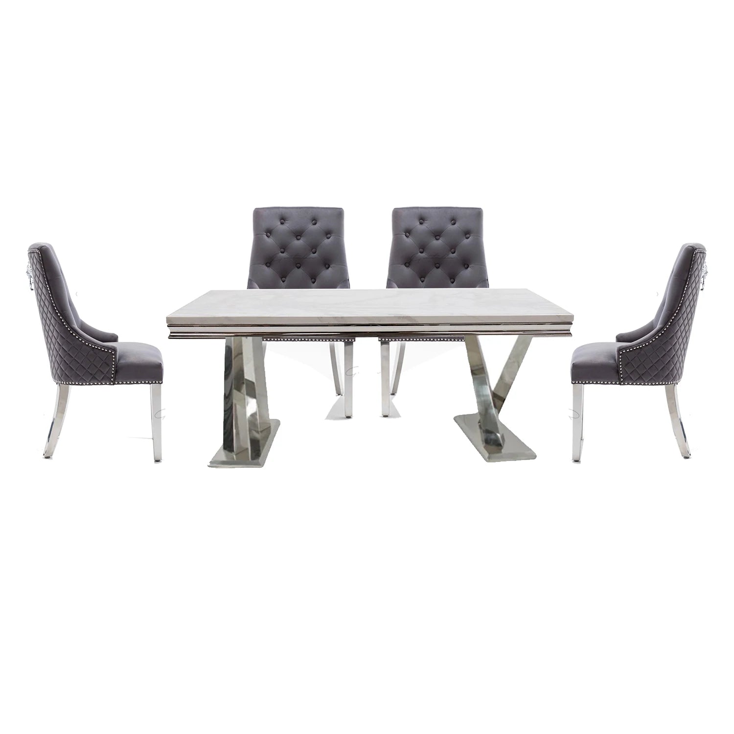 Vittoria 1.8M Marble Dining Table with Roma Dining Chair Set