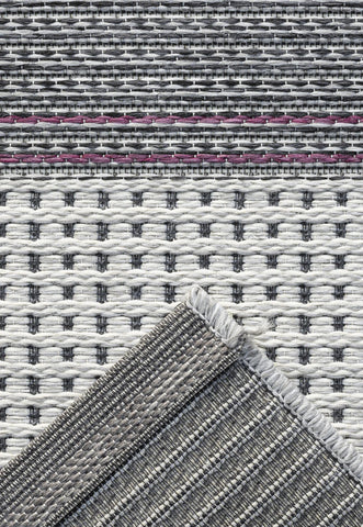 Brighton Multi-Coloured Textured Stripe Indoor Outdoor Rug, available in sizes 120x170cm, 160x230cm and 200x290cm -Reverse of Rug Image