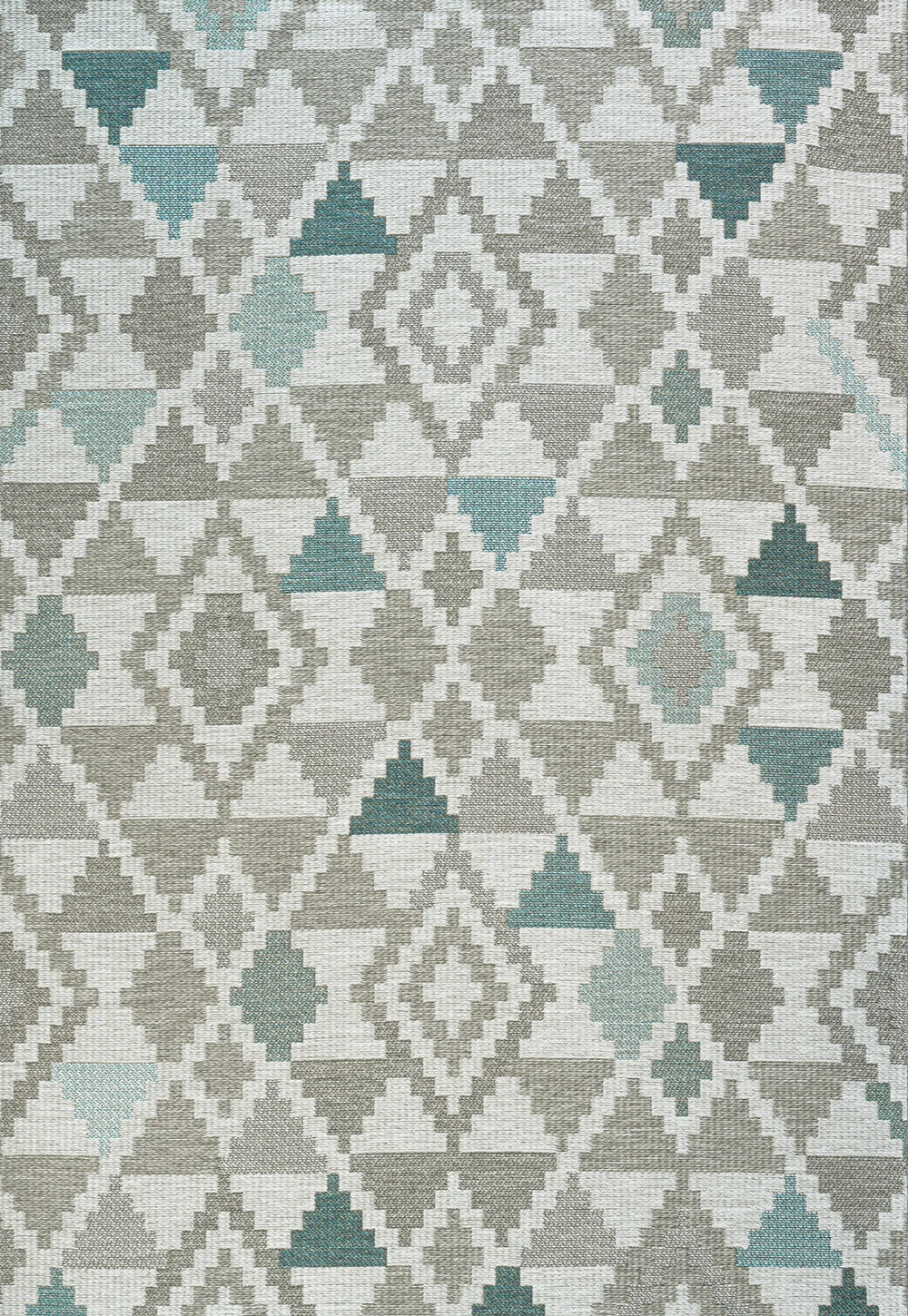 Brighton Grey And Blue Geometric Indoor Outdoor Rug