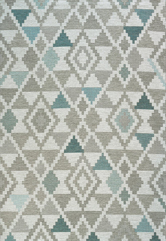 Brighton Grey And Blue Geometric Indoor Outdoor Rug, available in various colours and sizes - Main Image