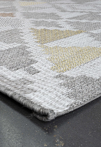 Brighton Grey And Multi-Coloured Geometric Indoor Outdoor Rug, available in various colours and sizes - Corner of Rug Image