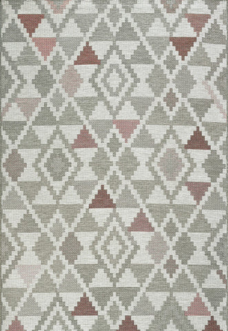 Brighton Grey And Pink Geometric Indoor Outdoor Rug, available in various colours and sizes - Main Image