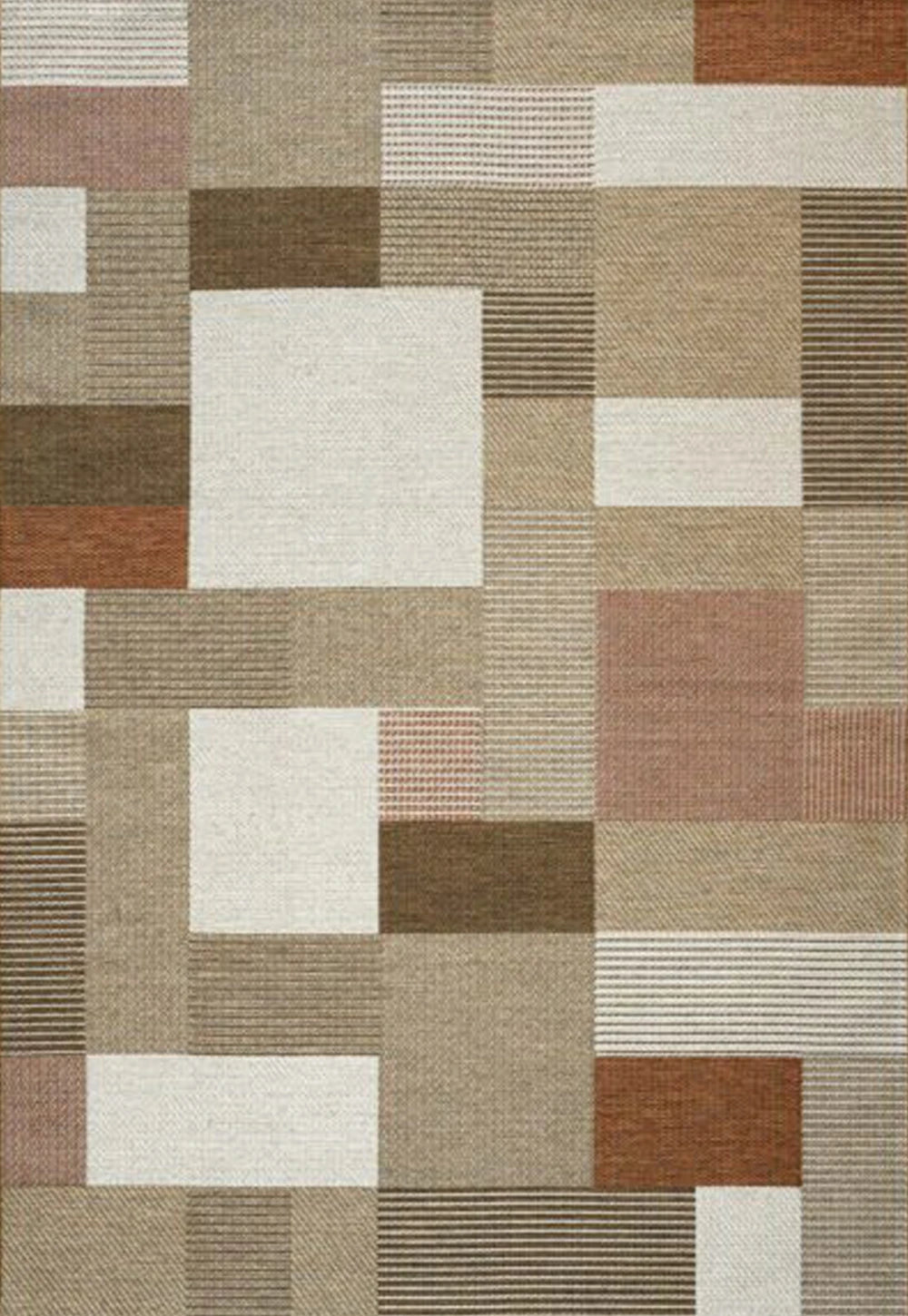 Brighton Beige and Rust Geometric Indoor Outdoor Rug