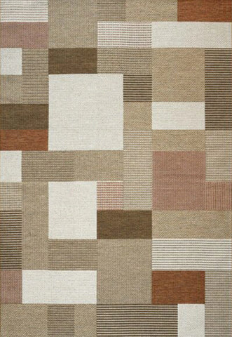 Brighton Beige and Rust Geometric Indoor Outdoor Rug. Also available in Grey and various sizes - Main Image 