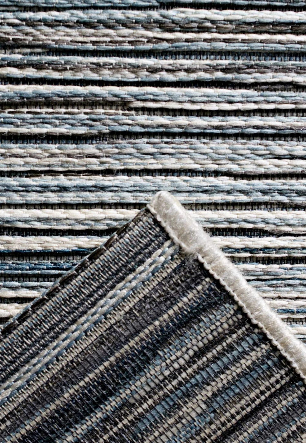 Brighton Grey Striped Indoor Outdoor Rug. Also available in various sizes and colours - Reverse Of Rug Image