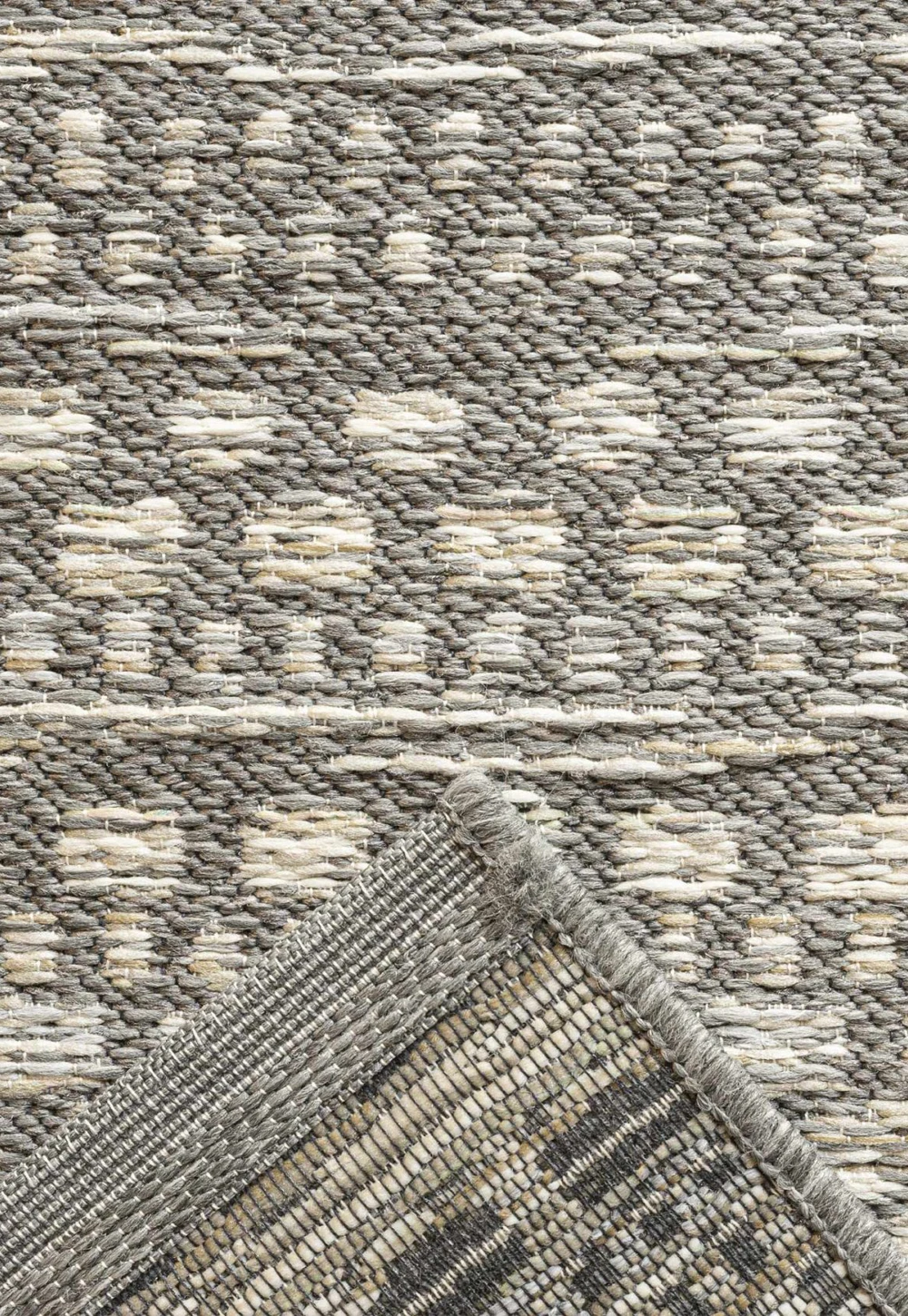 Brighton Grey Textured Flatweave Indoor Outdoor Rug. Also available in various sizes and colours - Reverse Of Rug Image