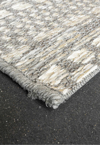 Brighton Grey Textured Flatweave Indoor Outdoor Rug. Also available in various sizes and colours - Corner Of Rug Image