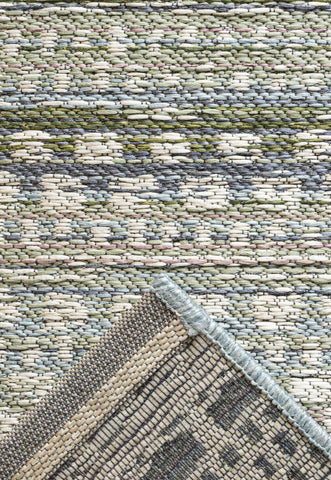 Brighton Duck Egg Blue Textured Flatweave Indoor Outdoor Rug. Also available in various sizes and colours - Reverse of Rug Image 