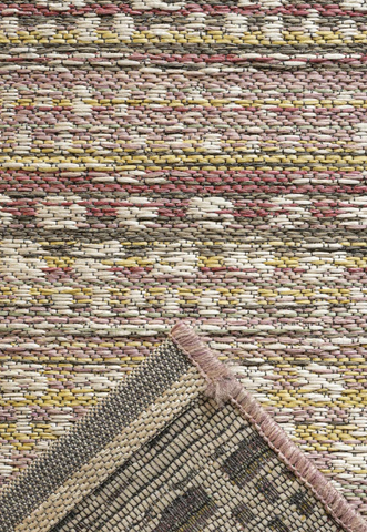 Brighton Pink and Beige Flatweave Indoor Outdoor Striped Rug. Also available in various sizes and colours - Reverse Of Rug Image