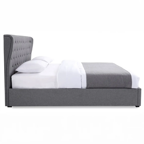 Bristol Grey Fabric ottoman Bed, Available in Double, Kingsize and Superking - Grey Bed Side View Image