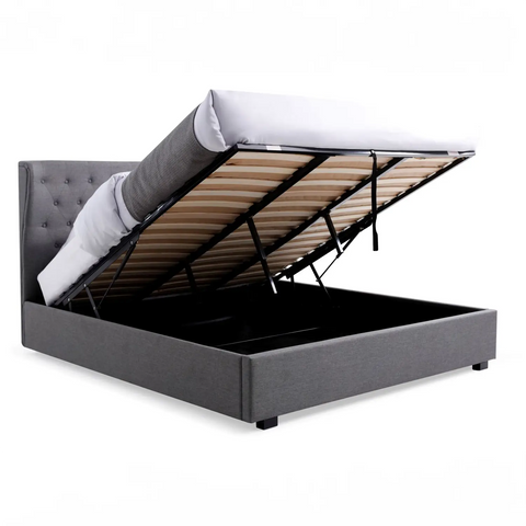 Bristol Grey Fabric ottoman Bed, Available in Double, Kingsize and Superking - Ottoman Lift Up Image