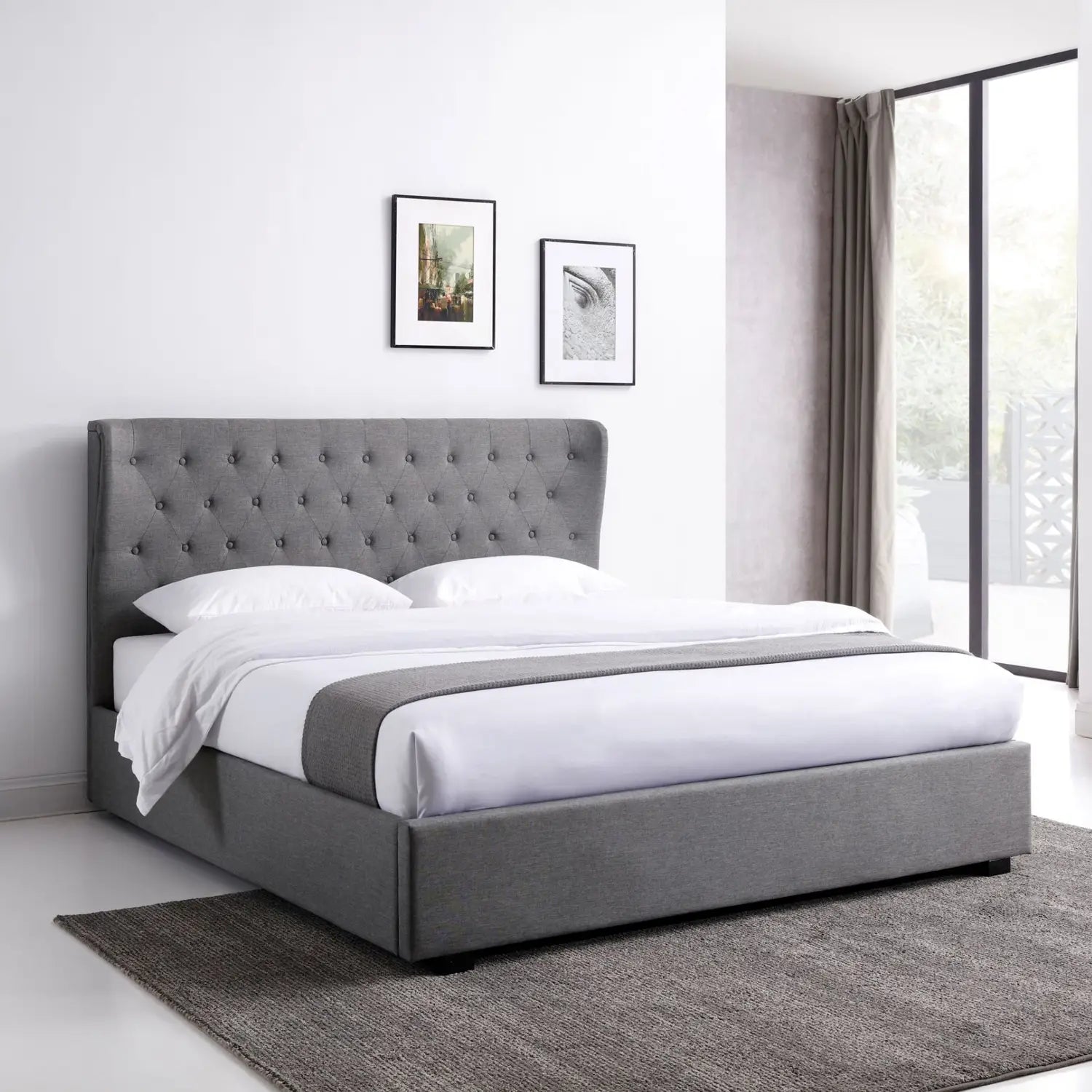 Bristol Grey Fabric Ottoman Bed