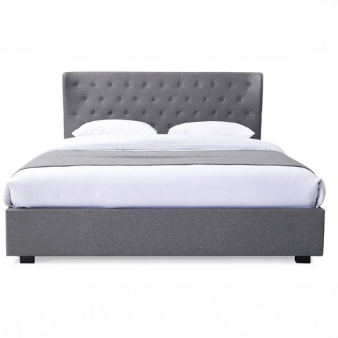 Bristol Grey Fabric ottoman Bed, Available in Double, Kingsize and Superking - Grey Bed Front View Image