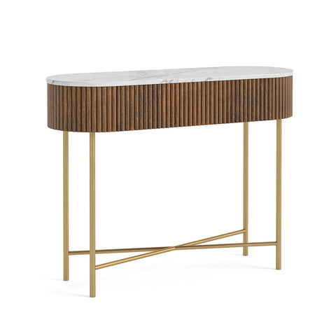 Brown Valencia Marble Mango Wood Console Table. Complete the look with matching furniture from the Brown Valencia Collection