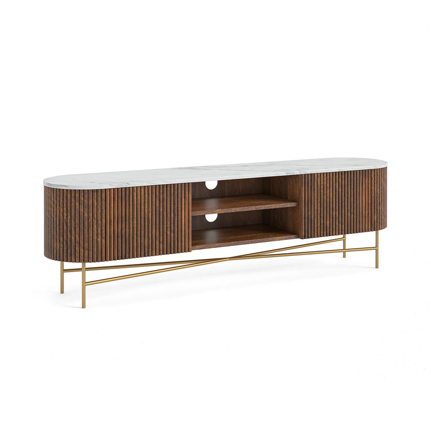 Brown Valencia Marble Mango Wood Extra Large TV Unit, Also available in Large, Small and Corner. Matching items available.