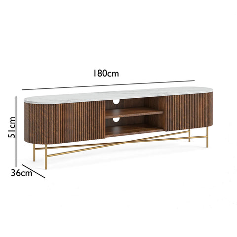 Brown Valencia Marble Mango Wood Extra Large TV Unit, Also available in Large, Small and Corner. Matching items available - Dimensions