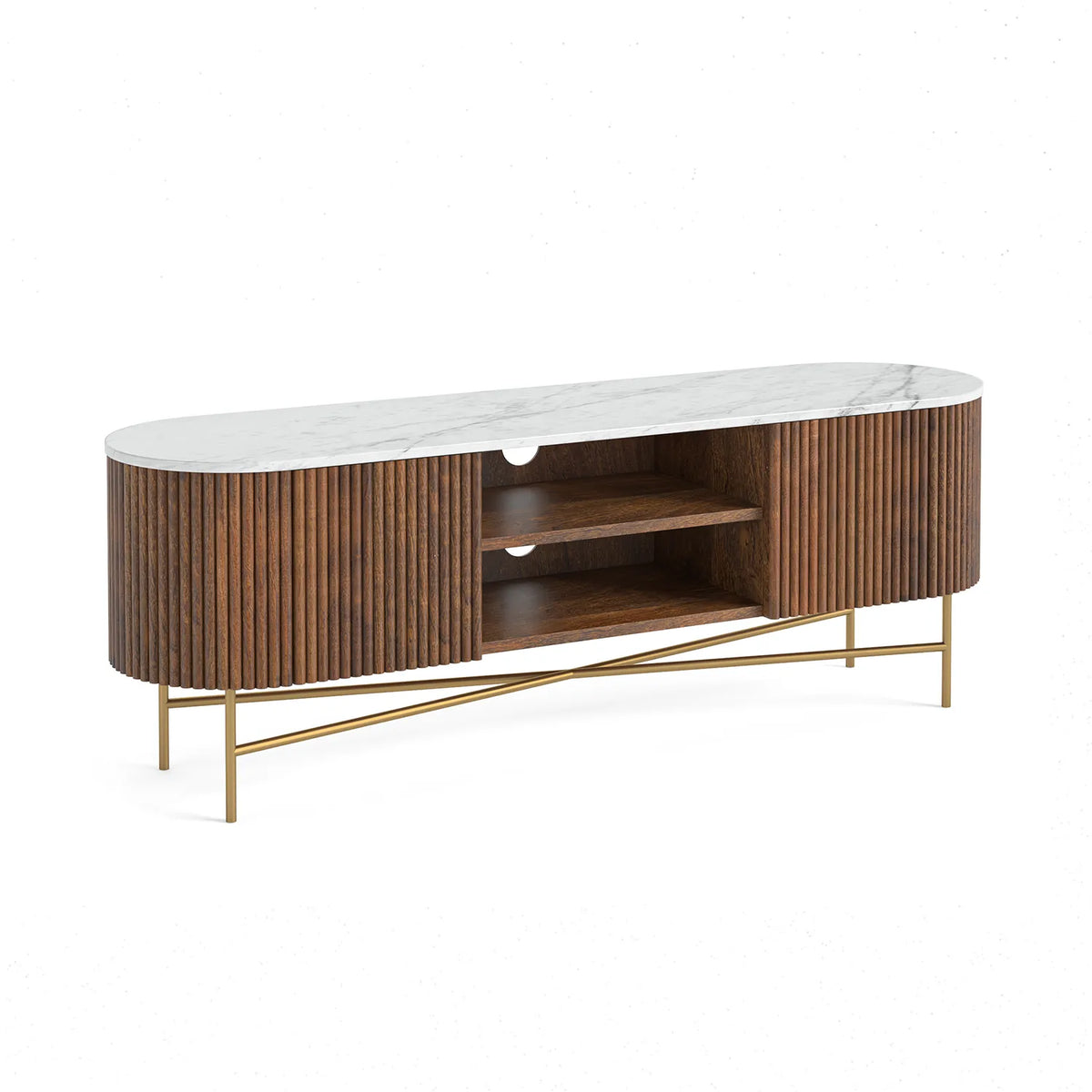 Brown Valencia Marble Mango Wood Large TV Unit, Also available in Extra Large, Small and Corner. Matching items available 