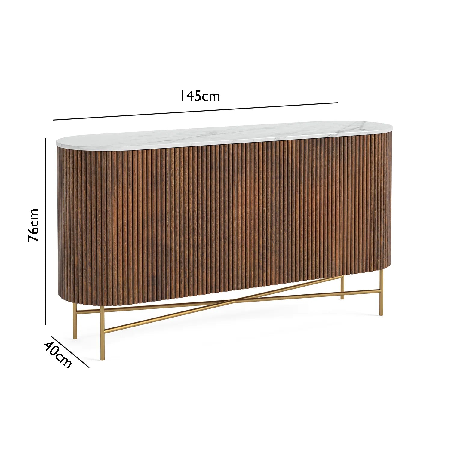 Brown Valencia Marble Mango Wood Large Sideboard. Available in Large, Small and Mini. Part of the Valencia Collection - Dimensions