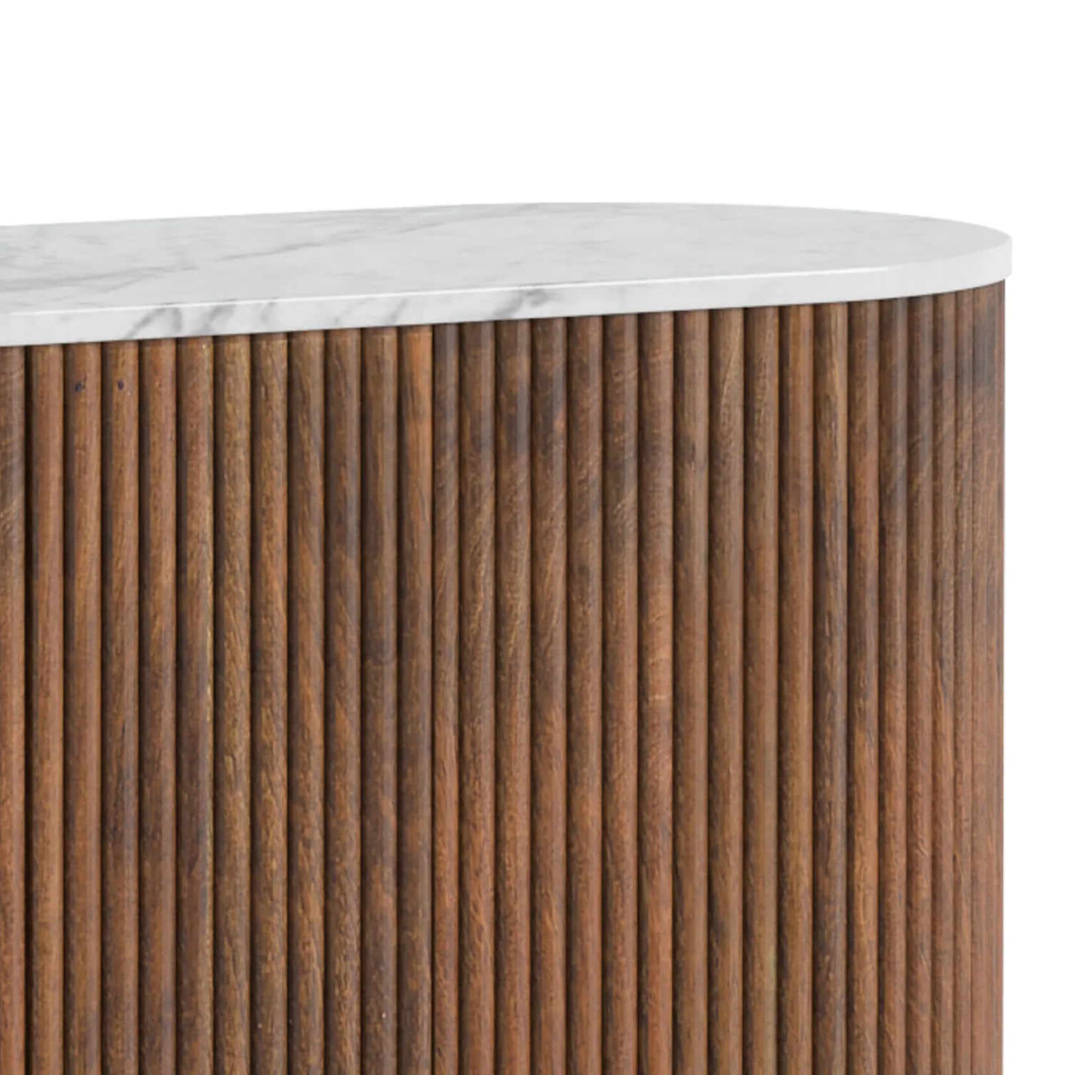 Brown Valencia Marble Mango Wood Mini Sideboard, also available in Small and Large. Part of the Valencia Collection - Close Up of the Marble Top