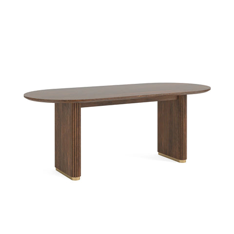 Brown Valencia Marble Mango Wood Oval Dining Table. Matching Furniture available 