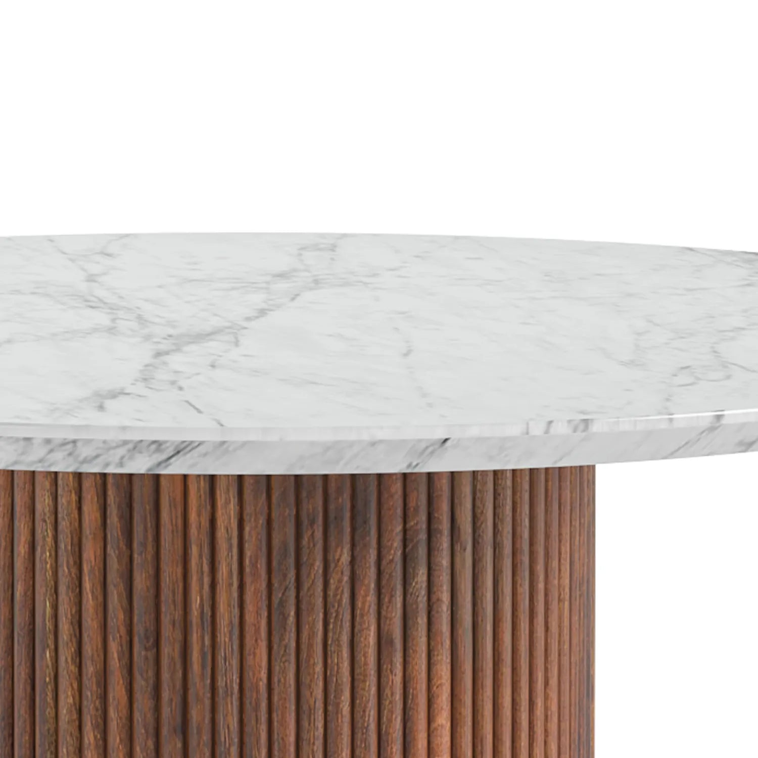 Brown Valencia Marble Mango Wood Round Dining Table. Part of the Brown Valencia Collection - Close Up of Marble Top