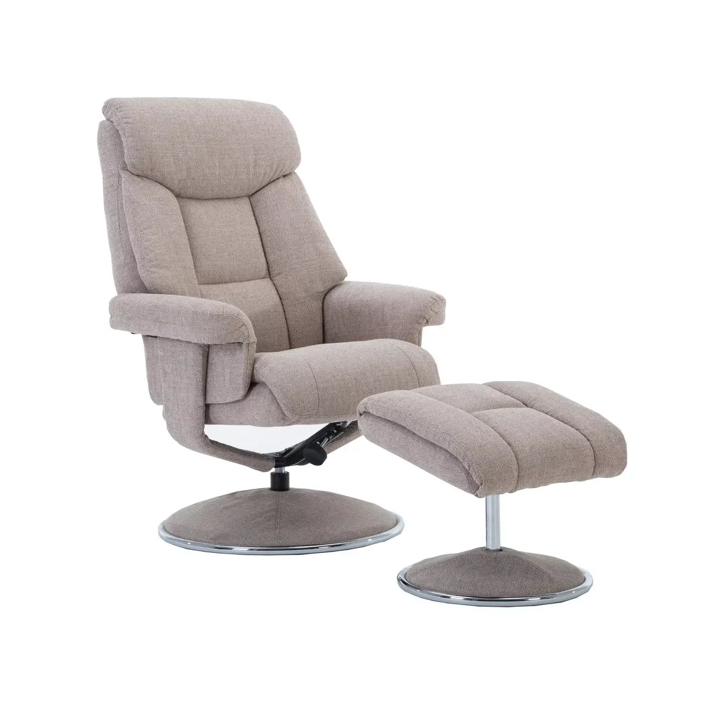 Fabric swivel discount chair and footstool