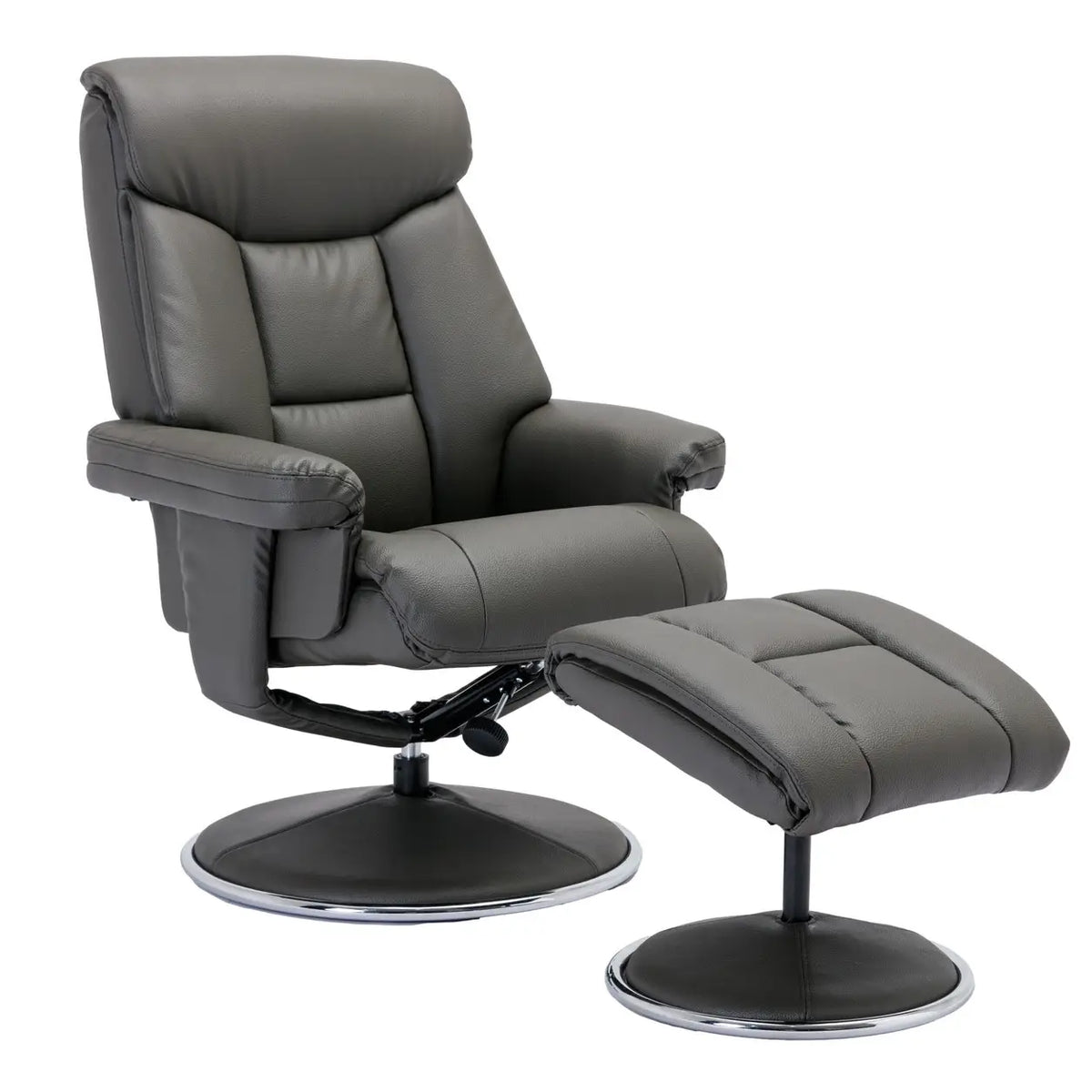 Bruges Faux Leather Swivel Recliner Chair and Footstool